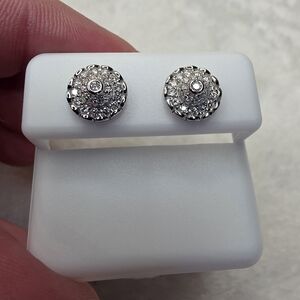 Sparkling  Moissanite Round Stud Earrings Screwback 925 Sterling Silver